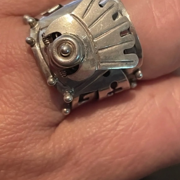 Rare Vintage Mexico Knight Helmet Poison Sterling Silver Statement Adjustable R - Picture 13 of 13